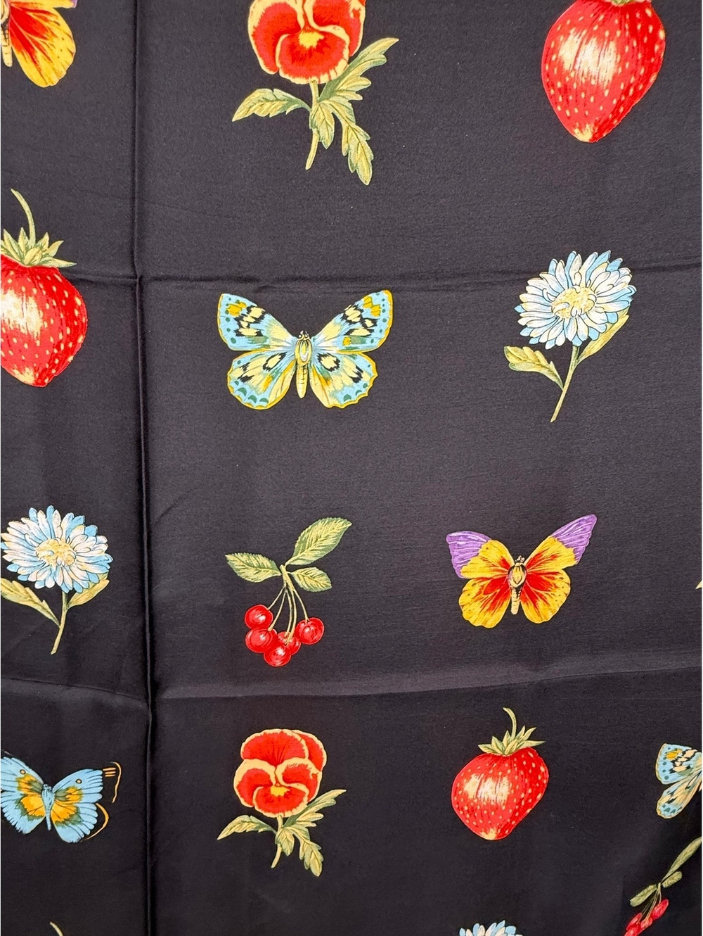 Vintage Echo Black Floral 100% Silk Scarf old money luxury - Picture 3 of 5